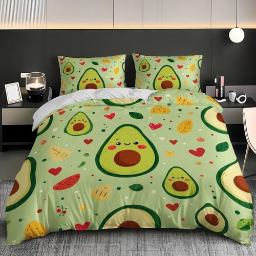 Ni&ntilde;Os Adultos 3D Estampado Juego de Funda de Edred&oacute;N 150x220 cm Aguacate Estilo Caricatura...