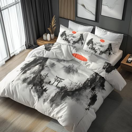 Funda Nordica Cama 90 Japonesa, Funda Edredon 150x200 y 2 Fundas de Almohada 50x75, Juego de Ropa de...