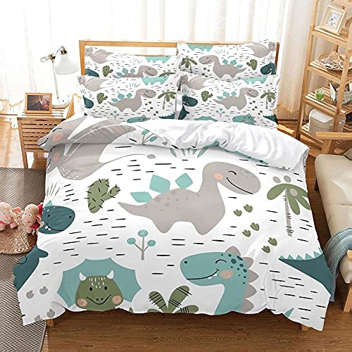 MAODU Fundas Nordicas Cama 90 150x200 Dinosaurio Gris Juego de Funda de Edred&oacute;n de Microfibra con...