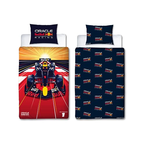 Character World Oracle Red Bull Racing - Juego de Funda de edred&oacute;n Oficial para Cama Individual,...