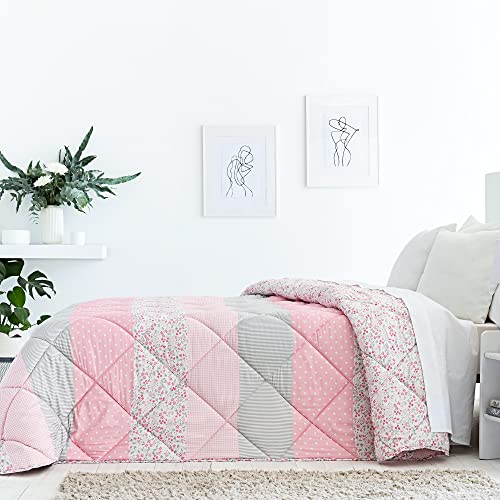Barceló Hogar - Edredon Comforter Reversible Eva, Color Único, Cama 105 cm, Medida 200x270 cm,...