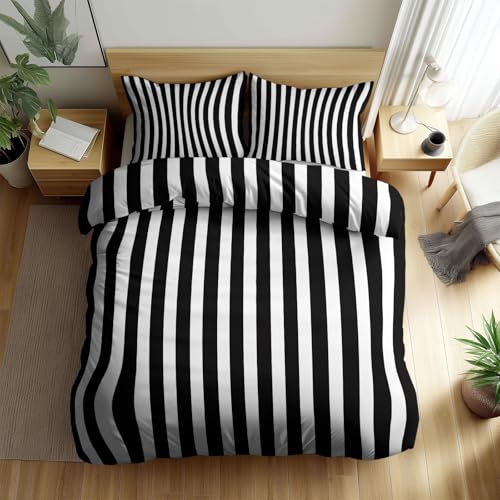 Funda de Edredón con Minimalista Rayas Verticales Estampado de Patrón Juego de Cubierta Ropa de...