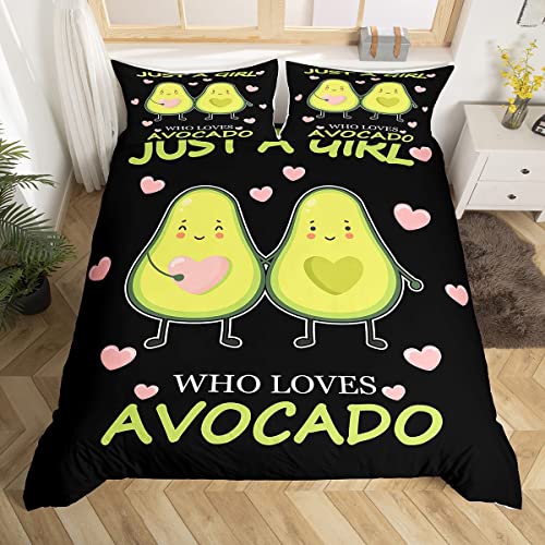 Juego de ropa de cama de aguacate para ni&ntilde;as, funda de edred&oacute;n de aguacate de dibujos animados...