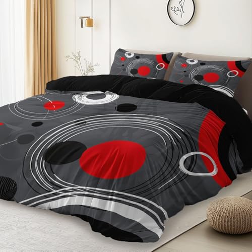 Juego de Ropa de Cama de 3 Piezas, Microfibra Suave Abstracto C&iacute;rculos L&iacute;neasJuego de Fundas...