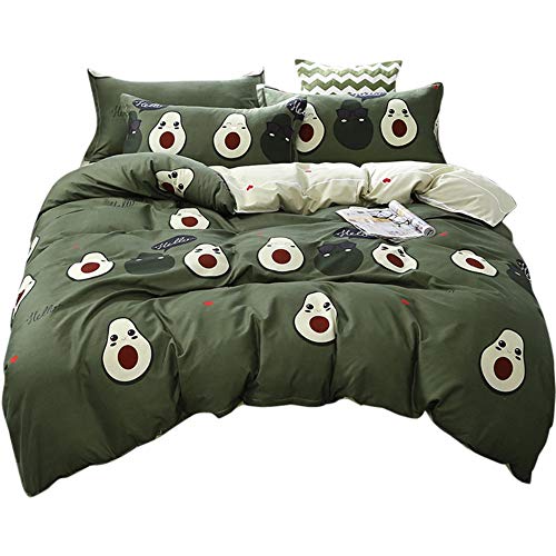 Funda n&oacute;rdica de 135 x 200 cm, dise&ntilde;o de dibujos animados, fruta tropical, estampado de aguacate...