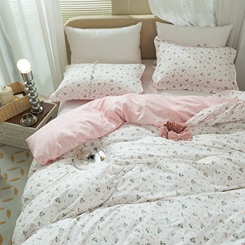 Floral Girls Duvet Cover Twin XL Cotton Pink Floral Duvet Cover Chic Garden Flower Bedding Sets...