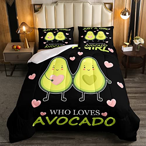Juego de edred&oacute;n de Aguacate para ni&ntilde;as y ni&ntilde;os, Juego de Cama de Aguacate con Dibujos Animados,...