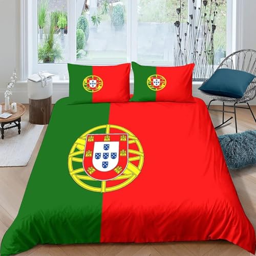 Juego de Ropa de Cama Bandera de Portugal 3 Piezas Bandera Nacional Funda N&oacute;rdica para Cama de 90...