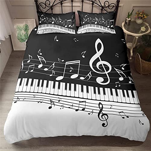 Funda Nordica Cama 90 Juvenil M&uacute;sica Juego de Cama Notas Musicales de Microfibra Suave Impresi&oacute;n...