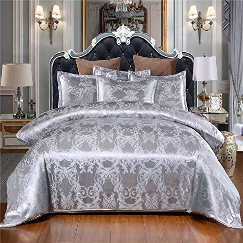 Juego de cama Jacquard Satén Europeo Retro Tótem Elegante Funda nórdica y Funda de almohada,...