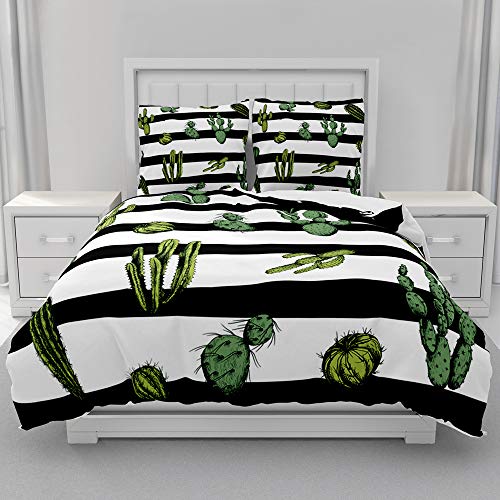 Morbuy Juego de Ropa de Cama 3 Piezas, 3D Juego de Fundas de Edred&oacute;n Impresi&oacute;n de Cactus,...