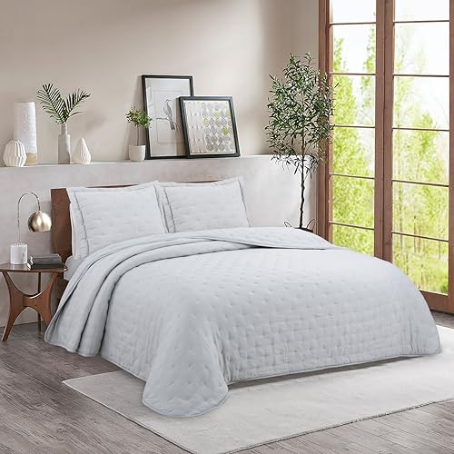 Colcha Boutí Cama 150 (250x270) Lisa con Diseño Elegante – Exterior Algodón/Poliéster e...