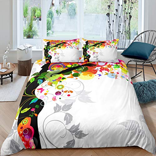 Juego de Funda de edredón de fantasía,Estilo Abstracto Moderno,Juego de Funda de edredón,Silueta...