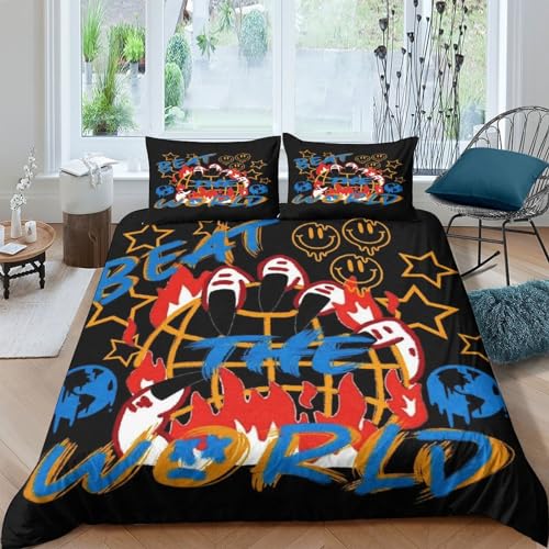 Vencer al Mundo Funda De Edredón 3D Impresión Arte Graffiti para Dormitorio Funda Nórdica...