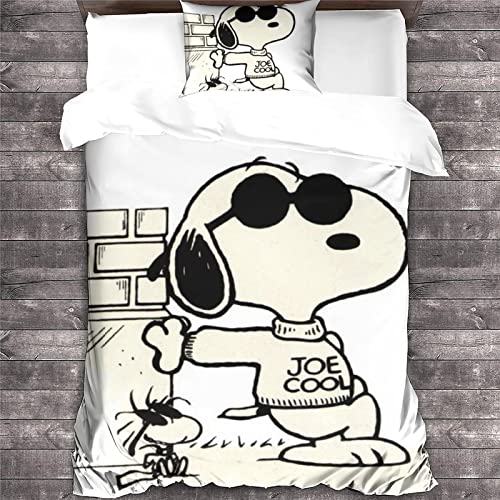 Snoopy Funda De Edredón,Juego De Ropa De Cama Impresa En 3D Cartoon,Funda Nórdica De Cremallera...