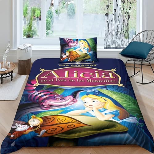 Juego De Ropa De Cama De Alicia en el Pa&iacute;s de Las Maravillas De para Ni&ntilde;os, Juego De Funda De...