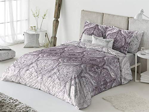 Casa Creativa Doria Nórdica con Funda Cojín Decorativo, Algodón-Poliéster, Malva, 180x270x1 cm