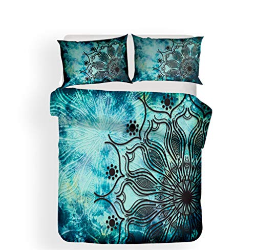 Stillshine Funda nórdica - Cama 150 Galaxia misteriosa Bohemia India Mandala Morado Azul Rojo Verde...