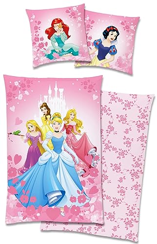 Disney Princess Ariel Cenicienta Rapunzel Belle Aurora Ropa de cama 80 x 80 + 135 x 200 cm 100%...