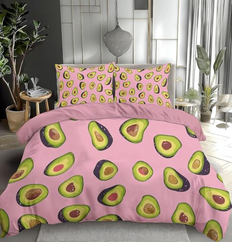 Funda Nordica Cama 80/90 Aguacate, Suave Transpirable Microfibra Ropa de Cama Aguacate Reversible...