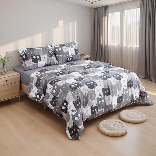 H HANSEL HOME Juego de Funda Nordica Microfibra de 3 Piezas para Cama 90 Suave Transpirable, Incluye...