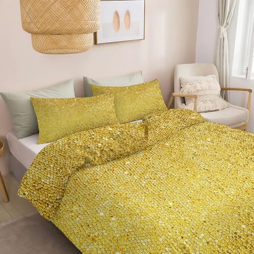 Estilo Minimalista Fondo Lentejuelas Microfibra cepillada Bedding, Cama 90-150 x 220 cm, y 2 Fundas...