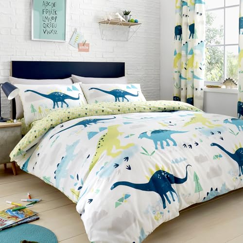 Bedlam Dino-Glow in The Dark, Multicolor, Juego de Funda n&oacute;rdica para Cama Doble