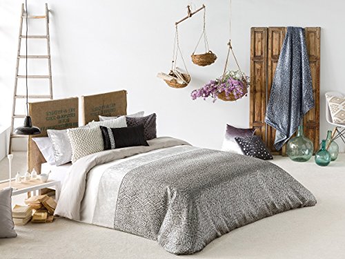 Textilhome - Funda Nórdica Jacquard ENARA + Funda Almohada - Cama 135cm - Color Unico