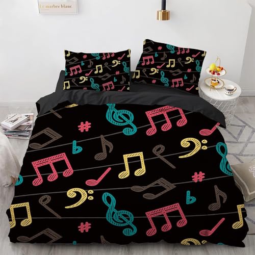 Funda Nordica Cama 90 Infantil M&uacute;sica, 3D Juego de Ropa de Cama Nota de Microfibra Suave Funda...