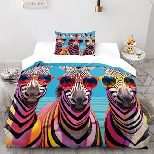 Three cebras Edredón De Plumón Poliéster Chaqueta De Edredón De Microfibra Impresión 3D Juego...