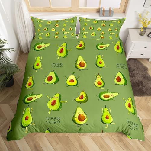 Funda Nordica Cama 90 Infantil Aguacate, 3D Funda Edredon 150x200 cm Verde Microfibra Ropa de Cama...
