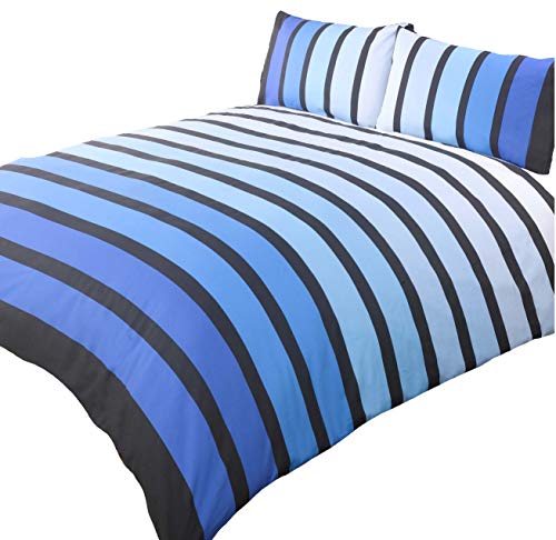Soho Azul Rayas Funda de edredón Colcha Juego de Cama, Azul, tamaño único – Dormitorio Ropa de...