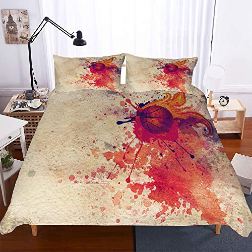 Mateju Juego de Ropa de Cama y Fundas edredon con 2 Fundas de Almohada Transpirable Suave Baloncesto...