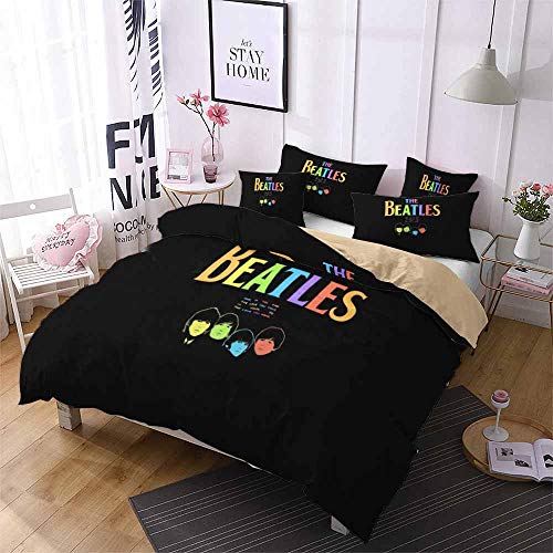 Juego De 60 Fundas De Edred&oacute;n De Fibra Larga De 3 Piezas, The Beatles De Puro Algod&oacute;n Y Sat&eacute;n A...