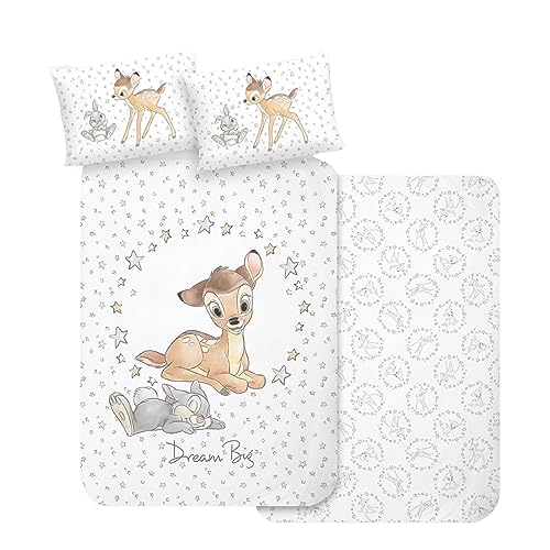 MTOnlinehandel Bambi - Juego de ropa de cama para beb&eacute; (franela, 135 x 100 cm, 1 funda de almohada...