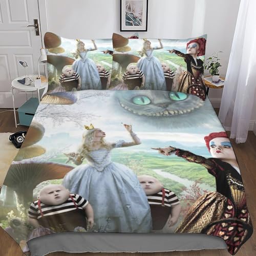 BYTUGI Juego De Funda De Edred&oacute;N para Alicia en el Pa&iacute;s de Las Maravillas,Juego De Funda N&oacute;Rdica...