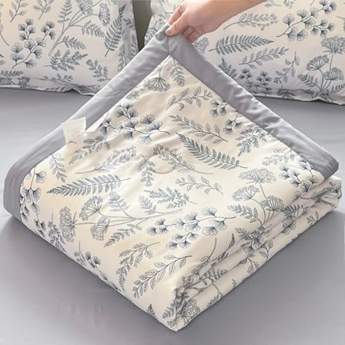 Edredón Ligero De Verano - Sencillez Floral Reversible Ropa De Cama De Microfibra Ultrasuave...