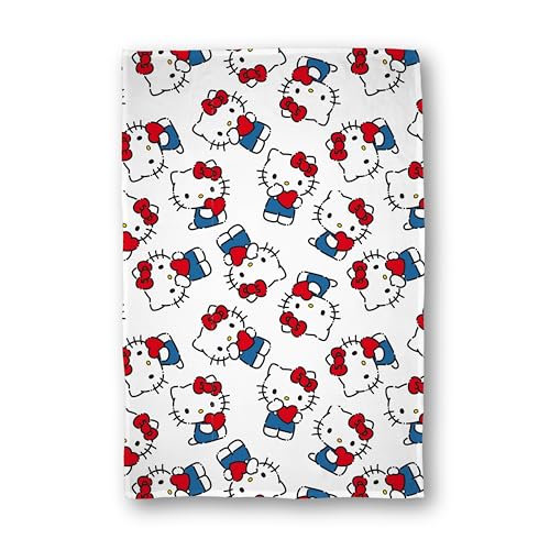 Manta de forro polar con licencia oficial de Hello Kitty, dise&ntilde;o de Heartheld, manta s&uacute;per suave y...