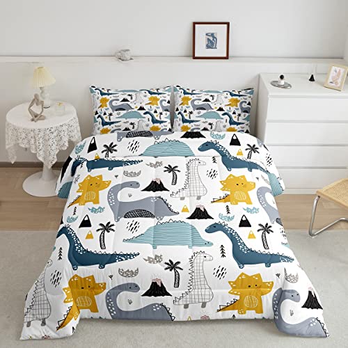 Loussiesd Juego de Edred&oacute;n para Ni&ntilde;os, Tama&ntilde;o Individual, Dise&ntilde;o de Dinosaurio, Patr&oacute;n Bonito,...