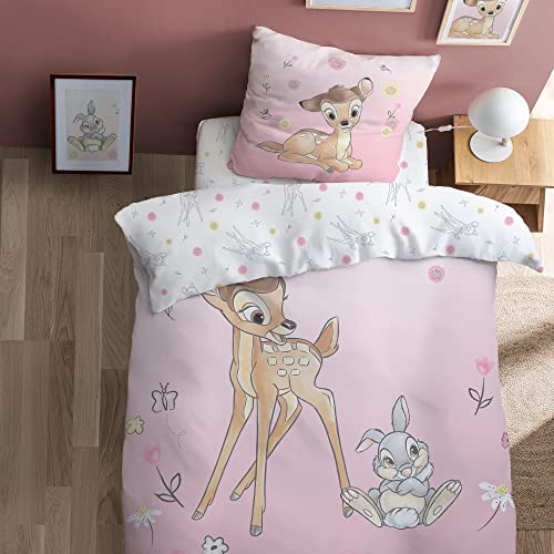Disney Bambi Flowers - Juego de cama infantil para 1 persona, 100% algod&oacute;n, Oeko-TEX | Funda...
