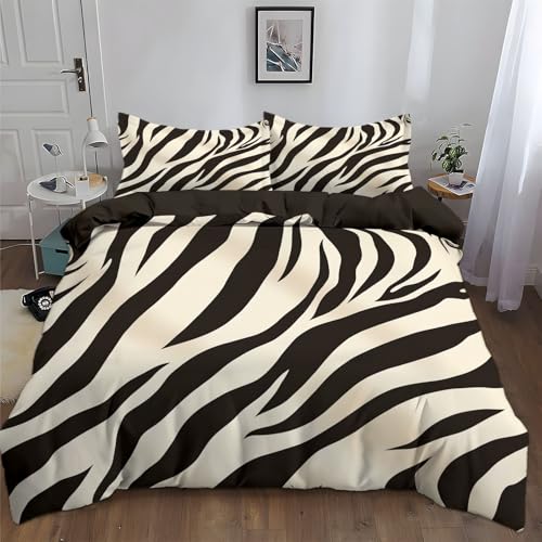 Juego de Fundas Nórdicas Suave 3 Piezas para Cama 135/150 - Rayas de Cebra Patrón Funda Edredón...