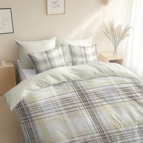 Estilo Minimalista Patrón De Cuadros Grandes Microfibra cepillada para Cama, Cama 90-180 x 220 cm,...