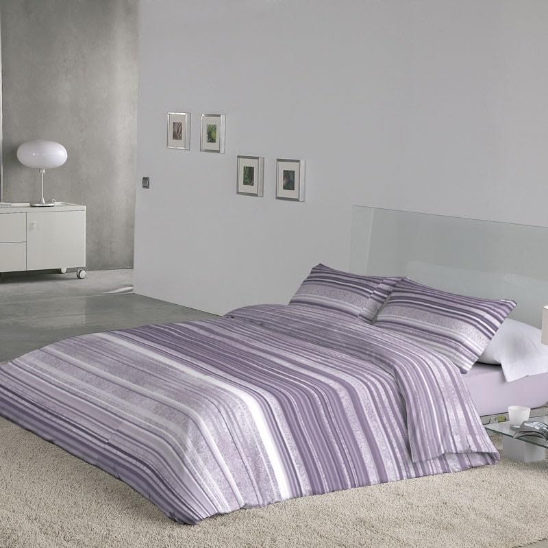 Rufino Díaz Funda Nórdica 3 Piezas Reversible Listada - Lila, 90cm (150x220)