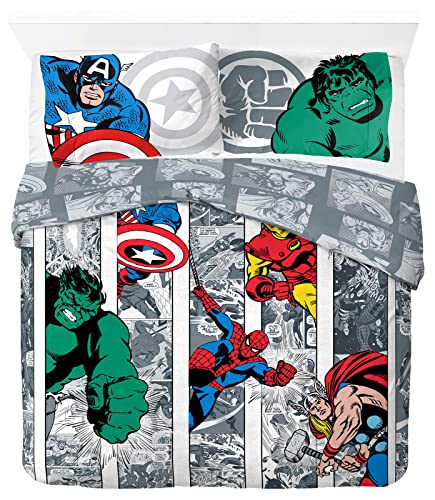 Jay Franco Marvel Comics Comic Cool Funda n&oacute;rdica 100% algod&oacute;n 200 x 200 cm Tama&ntilde;o de Cama Doble...