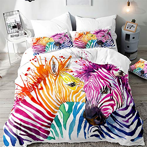 Morbuy Juego de Ropa de Cama 3 Piezas, 3D Cebra Impresión Microfibra Juego de Fundas de Edredón...