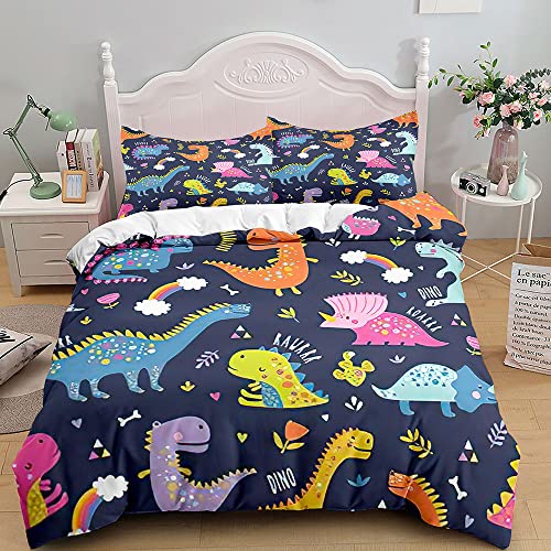 TSOPEFI Ropa de cama infantil con estampado de dinosaurios, linda funda de edred&oacute;n con estampado de...